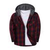 Men's Flannel Plaid Button-Up Shirt Jacket with Hood for Casual Outdoor Wear