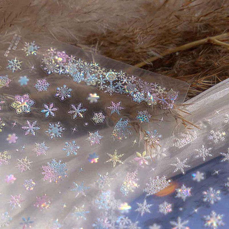 

Красочные наклейки для ногтей «Снежинки» Новинка Рельефные 3D Интернет-знаменитость Инс Японский стиль 5D Наклейки для ногтей Украшения Color Snowflake 4604