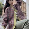 Plus Size Women's Spring 2025 Korean Plaid Tweed Coat - Loose, Slimming & Stylish