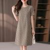 ZANZEA Women Grid Print Casual Round Neck Short Sleeve Dress