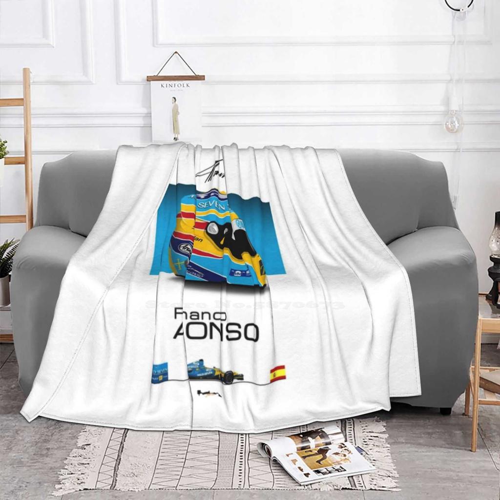 Fernando Alonso 2006 Helmet And Car Print All Sizes Soft Cover Blanket Home Decor Bedding Fernando Alonso R26 2005 Champion