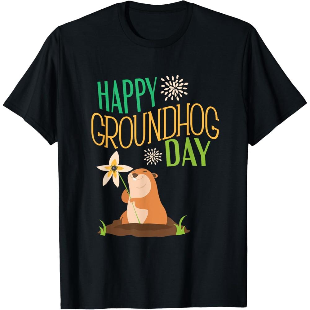 Groundhog Day 2021 Happy Ground Hog Men Women Boys Girls Funny Cotton Men T Shirt L чёрный