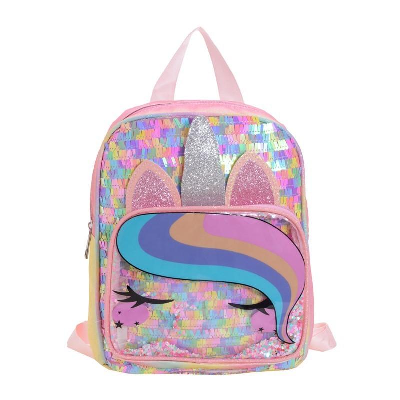 Fashion Letter Sequin Bag Preschool Girls School Backpack With Design Cartoon