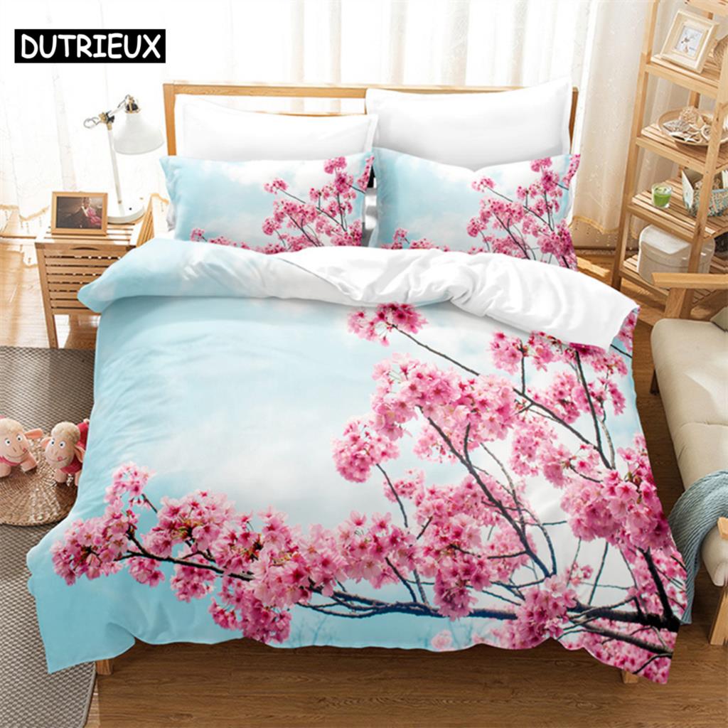 

Fresh Flowers Queen Bedding Set Duvet Cover Kids Bedroom Bed Set Comforter Cover Set King Size Duvet Cover Set Bedding Sets (135x200cm)&set