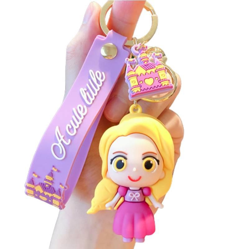 Cute Cartoon Castle Princess Keychain Pvc Action Figure Car Bag Pendant Wholesale Jg-y053