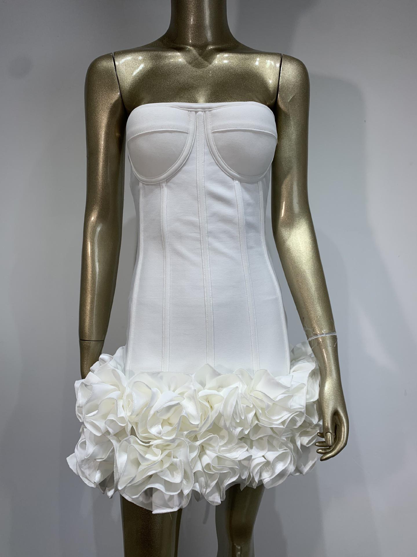 

Європейська та американська модна червона сукня з пов язкою та трубчастим верхом - сексуальний вечірній одяг знаменитостей Small білий