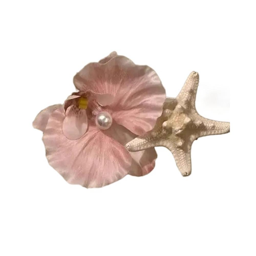 

Pearl Starfish Hair Clips Simulated Flowers Barrette Fresh Side Clip Hair Accessories Beach розовый