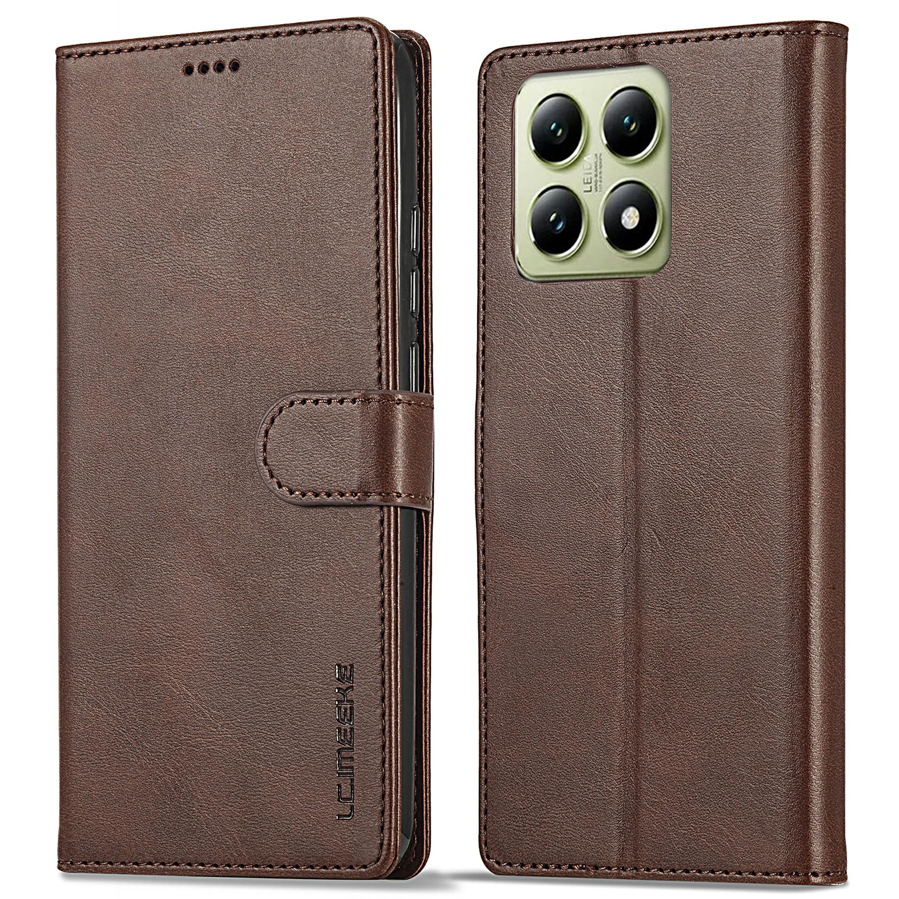 

LC.IMEEKE Для Xiaomi 14T Чохол Текстура телятини PU Шкіра Підставка Гаманець Чохол для телефону Brown