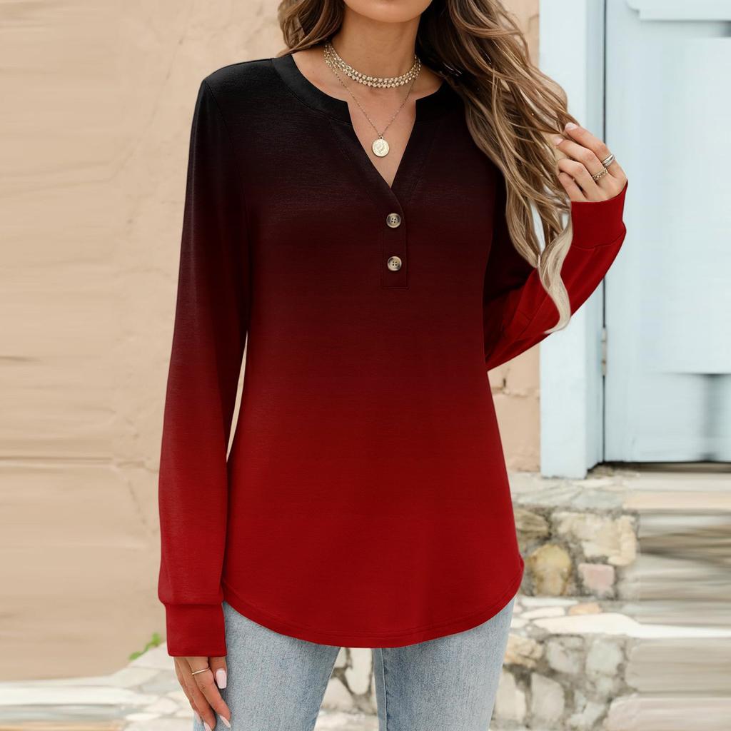 Women's Fashion Casual Printed Long Sleeve T-Shirt Pullover Top