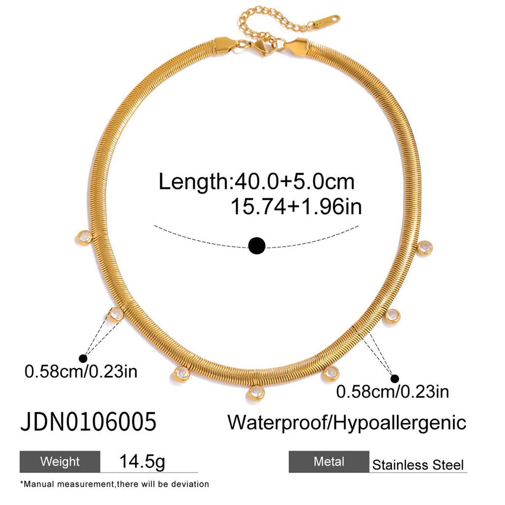 Design Classic Style 18K Gold with White Zircon Pendant Snake Bone Chain Necklace Jewelry