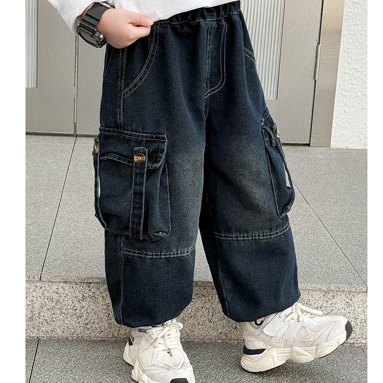 

Мальчиковые брюки Весенне-осенние стили Детские модные джинсовые рабочие брюки Мальчиковые детские брюки 140