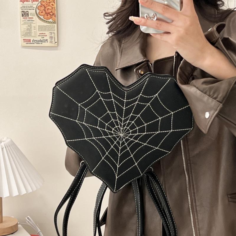 Street Wind Love Embroidery Thread Messenger Bag Personalized Spider Web Women's Bag Multi-functional Double Shoulder Messenger Bag