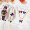 Ladies Watch, Butterfly Face Bracelet Necklace Set, Trendy Ladies English Watch Women's Watch