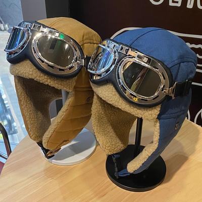 Pilot Hat for Men and Women, Thickened Warm In Winter, Cycling Ear Protection In Winter, Windproof and Cold-proof Glasses, Cotton Hat
