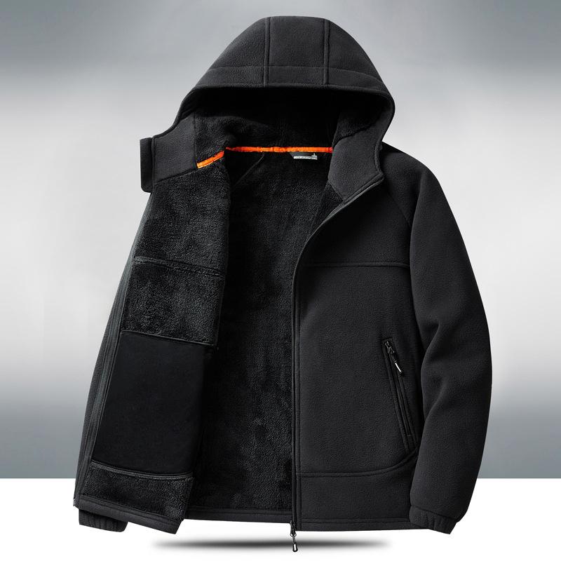 

Мужская флисовая теплая куртка из поларфлиса для осени и зимы, для отдыха и спорта, с воротником, тонкое бархатное пальто 5XL