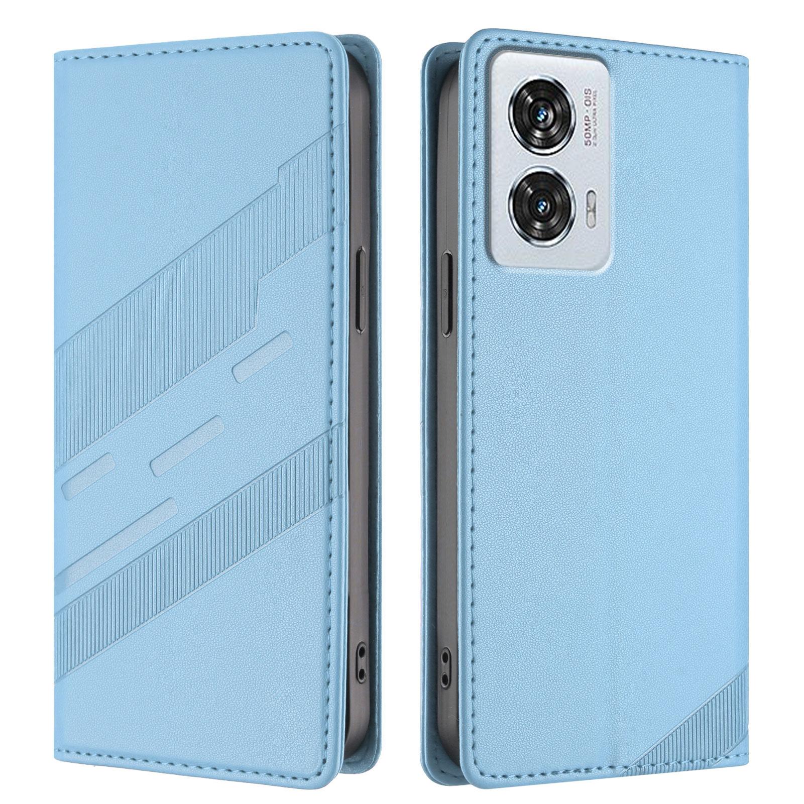 

Чехлы для телефона Motorola Edge 50 Fusion 5G в стиле панк с тиснением, кошелек-подставка, кожаная обложка Baby Blue