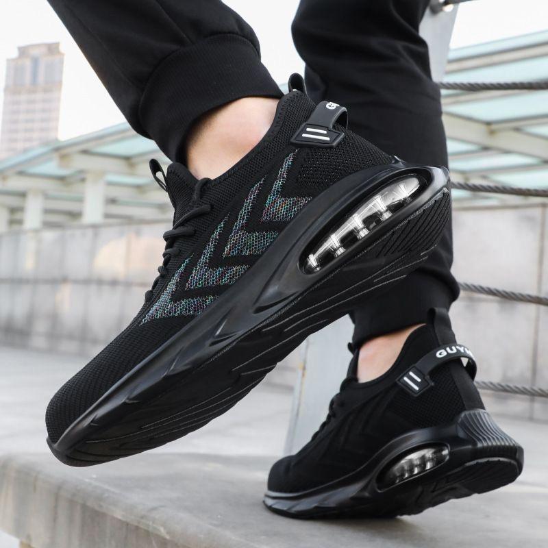 

Men s Safety Shoes Air Cushion Men s Work Shoes Lightweight Breathable Work Footwears Protection Steel Toe Shoes Anti-puncture 46 чёрный