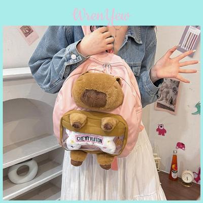 Fashionable Cartoon Plush Capybara Backpack Stylish Casual Ins Trendy School Bag For Students