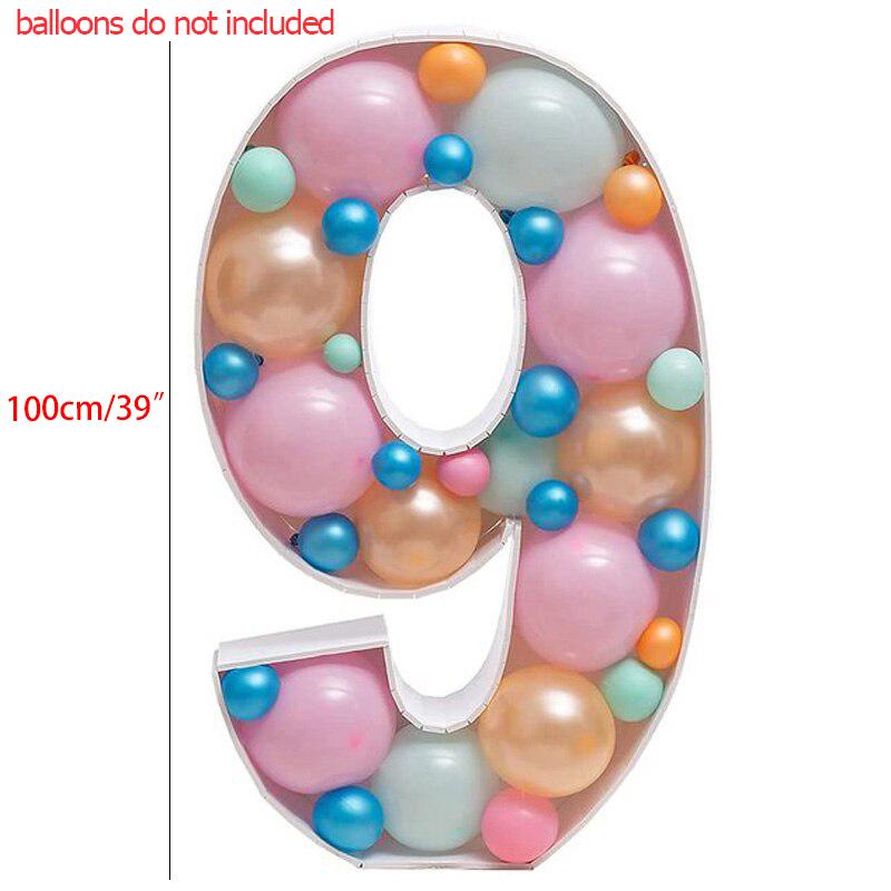 Birthday Figure Balloon Filling Box Large Number 1-9 Mosaic Balloon Frame Foam Cardboard For Birthday Party Anniversary Decor