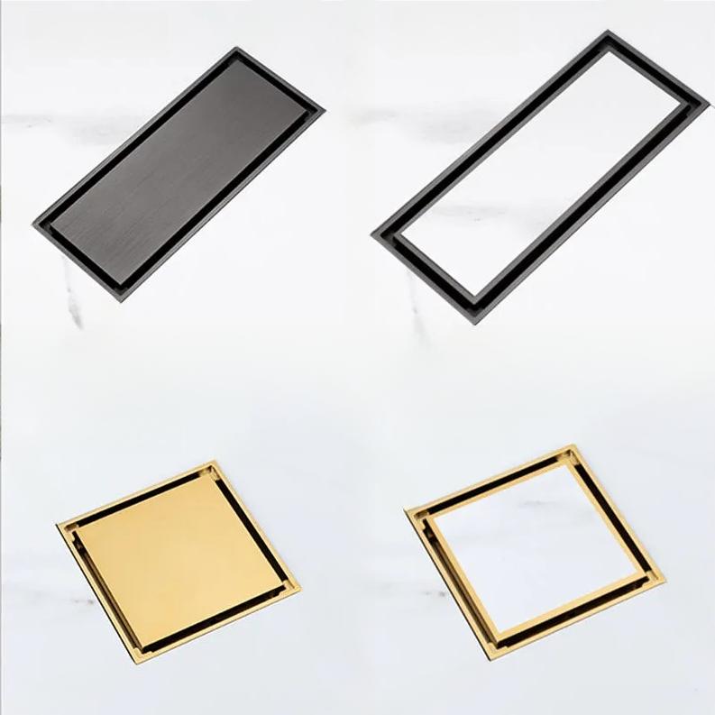 Brass Floor Drain Trap Tile Insert Waste Grates for Bathroom and Kitchen Shower Strainer for Kitchen Sinks (Black,Brass)