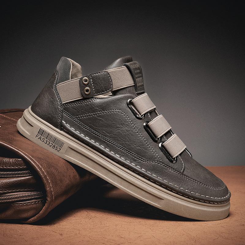Fashion 2024 Mens Casual Shoes  Autumn and Winter New High-top Leather Shoes Fashion Non-slip Shoes Wear-resistant Light Shoes