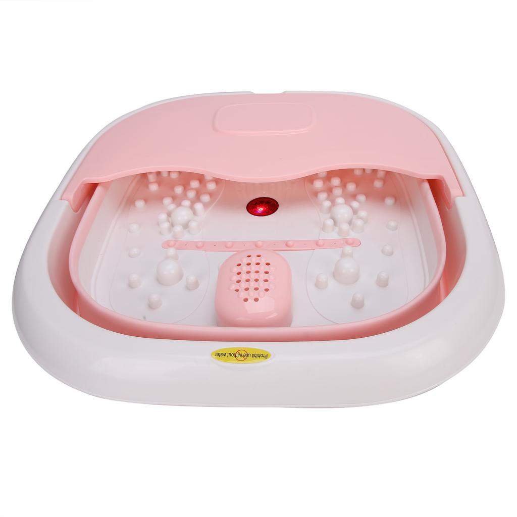 Electric Heating Massage Footbath Bucket Household Folding Red Light Foot Spa MachineGray US Plug