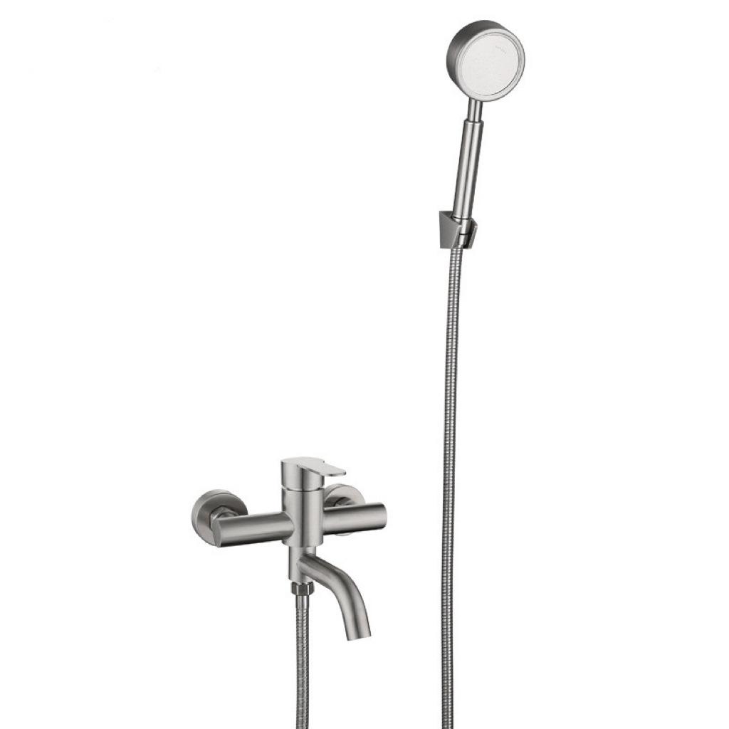 304 Stainless Steel Bathroom Shower Faucet Set Hot and Cold Mixer Tap Bathtub Faucet Set With Hand Shower Head Nickel