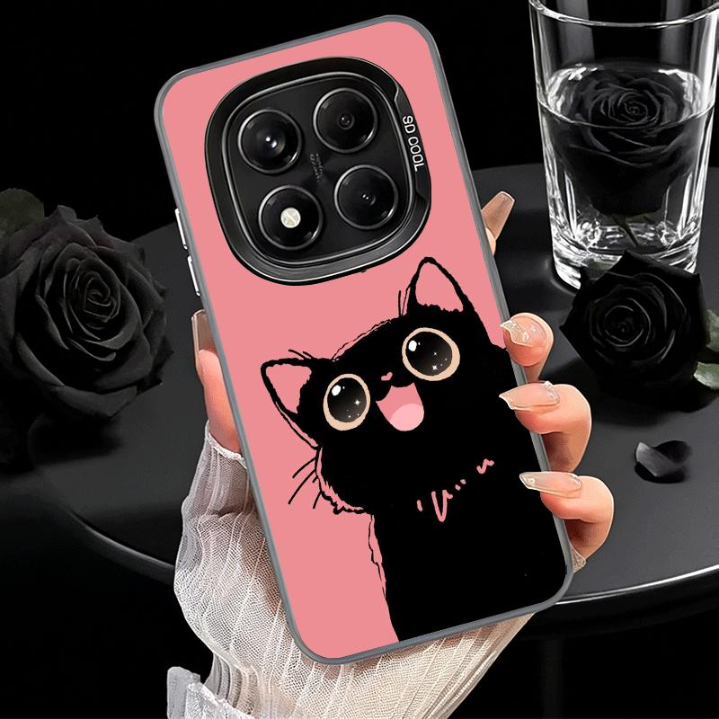 Schwarze Katze Cartoon Niedlich Weiche Handyhülle für Samsung Galaxy S24 S25 FE S26 Edge S23 Ultra S22 Plus S21 + Stoßfeste Hülle Rückseite Sie