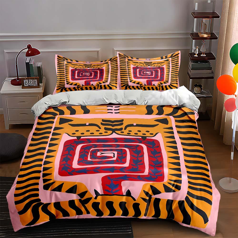 

Tiger-inspired geometric. Bedding Duvet cover sets Duvet covers Pillowcases gifts (1 * Duvet Cover 2 * Pillowcases, without duvet insert) 135x200cm