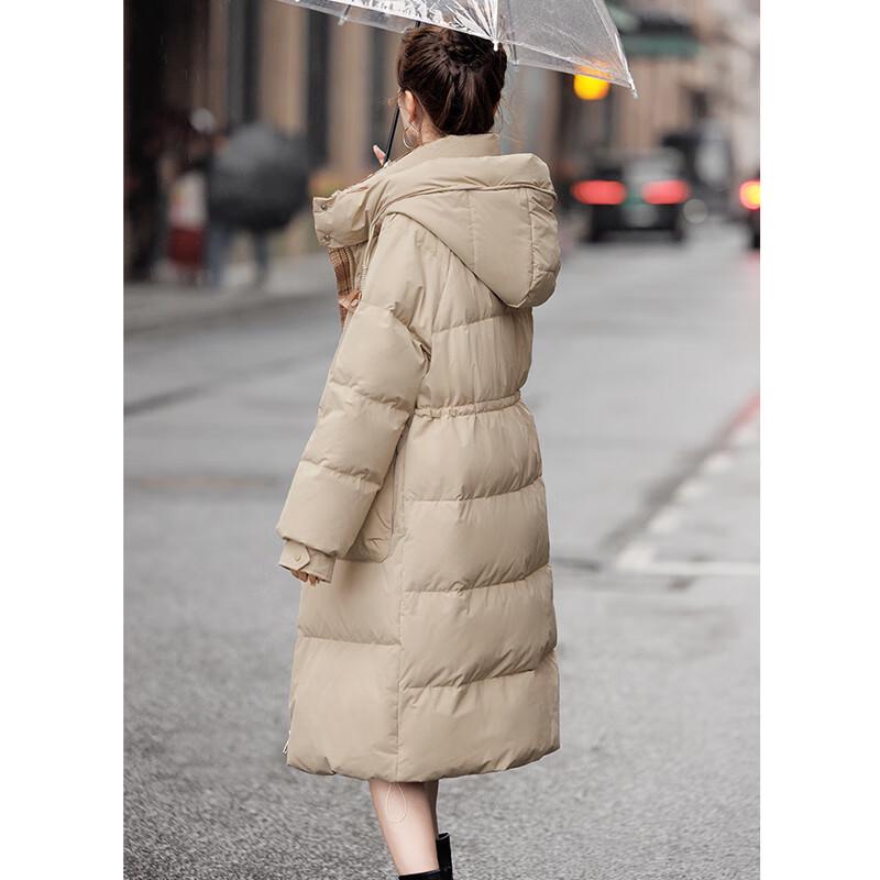 Si Baishe Women's Mid-Length Patchwork Hooded Down Jacket