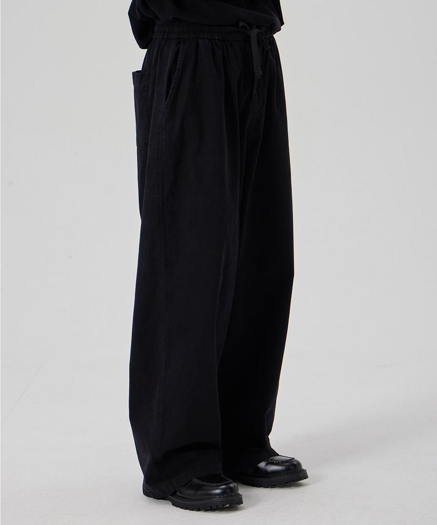 MAKEITTO Bio Washing Wide Cotton Spandex Pants_Black