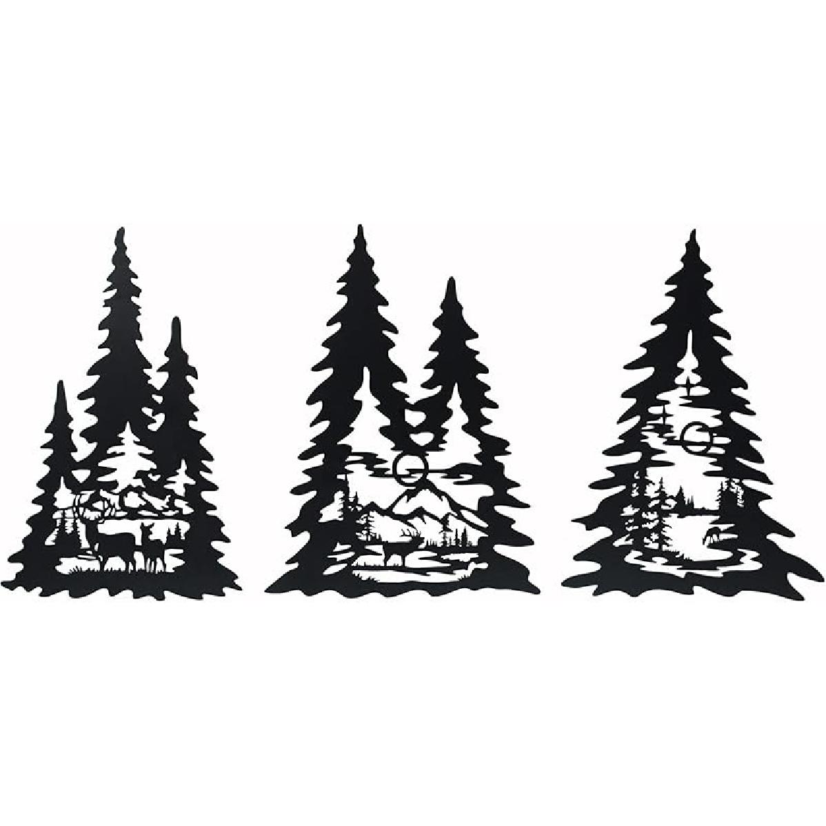 J-Fly Pine Decoration Pine Metal Wall Art Outdoor Metal Wall Art Tree Wall Art Christmas Home Metal Art For Living Room Bedroom Bathroom Kitchen