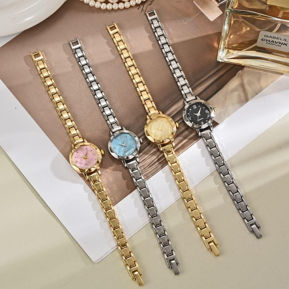 New Gold Women's Quartz Watch Small Dial Circle Bracelet Watch Roman Numerals Ladies Wristwatches Gifts