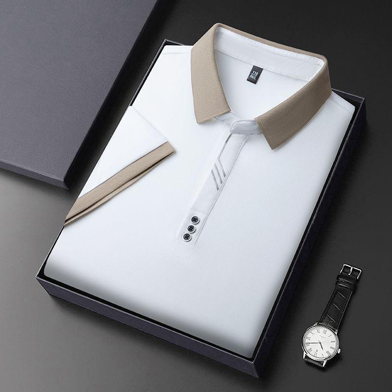 American Business Summer POLO Shirt Men's Niche Short-sleeved Middle-aged Solid Breathable Simple Lapel