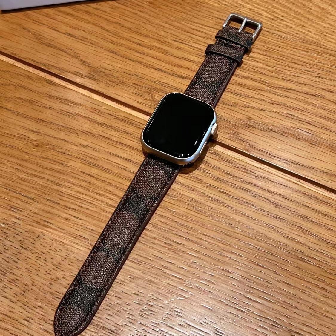 

Ремешок из натуральной кожи для часов Apple Watch 9/8/7/6/5/4/3/2/1/se/ultra - ретро кожаный ремешок для часов iWatch 49 мм/45 мм/44 мм/42 мм/41 мм/40 мм/38 мм 38MM коричневый
