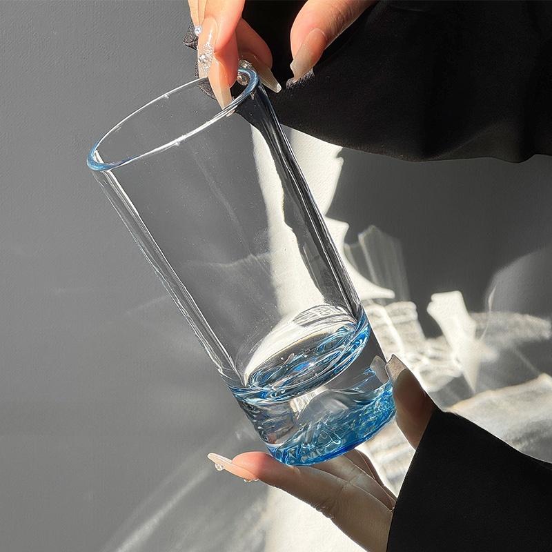 Blue Limited Edition Fuji Mountain Glass Cup Japanese Sle High Aesthetic Value Coffee Drinking Cup for Home Use Water Cup
