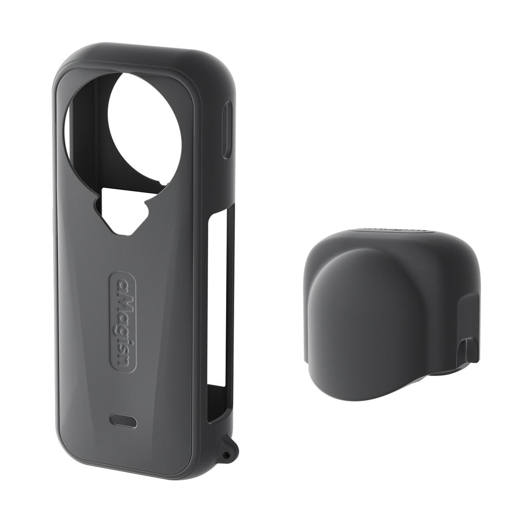 AMAGISN For Insta360 X4 Air Silicone Protective Case Shockproof Camera Body Cover with Lens Cap