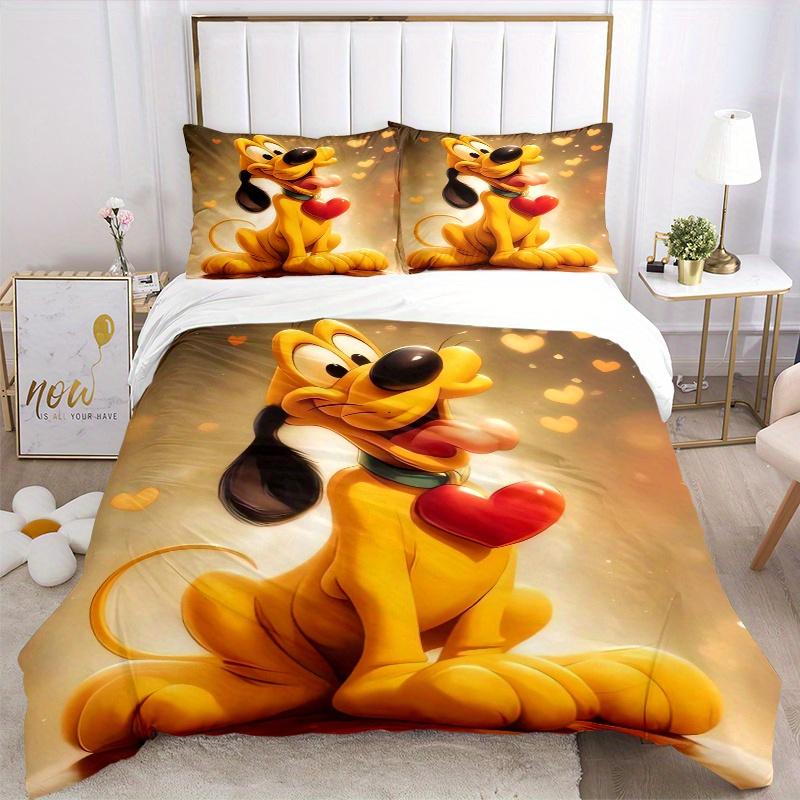 3pcs Pluto Heart Shaped Love Print Bedding Set (1 Cover + 2 Pillowcases, Without Inserts) D058