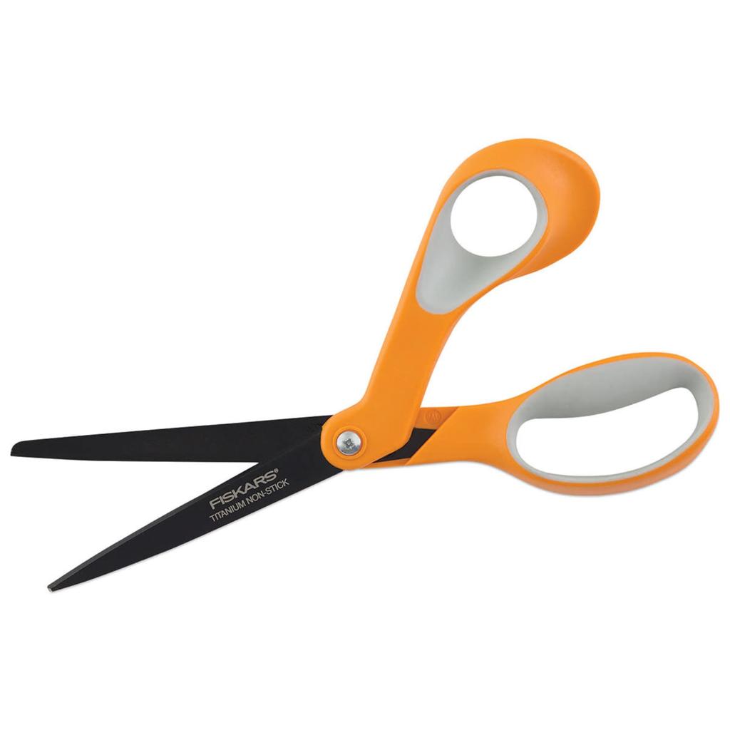 Fiskars Scissors with Black and Orange High-Performance Titanium-Coated Blades,