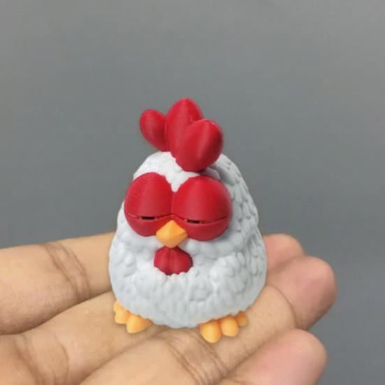 3D Printed Cute Baby Chick Figurine, Funny Kawaii Decor, Palm-Sized Animal Statue with Round Base for Home Office Desk, Healing Gift for Animal Lovers