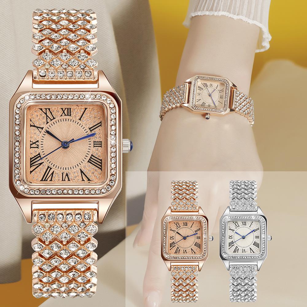 Neue römische Ziffern Strass Damen Quarz Armbanduhr