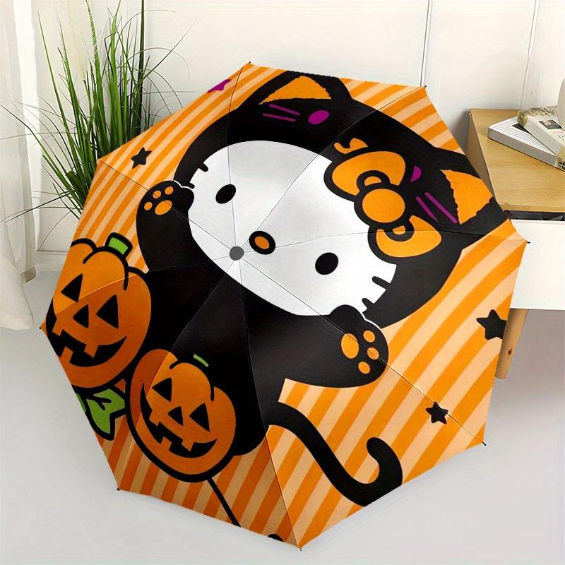 

1pc Hello Kitty Halloween Pumpkin Umbrella with Plastic Handle,Suitable for All Seasons Home Travel Outdoor UmbrellaSanlio277