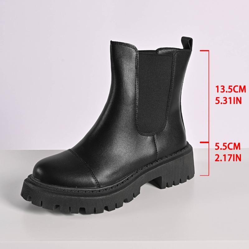 Fashion New Black Versatile Womens Boots with Mid Heel Short Tube Sleeve Waterproof and Non Slip 2024 Winter Outdoor PU Fashion Boots