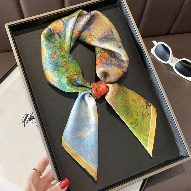 Square Scarf 100% Natural Silk  Women Hairband Foulard High Quality Bandana Scarfves Female Neckerchief Headkerchief Shawl Wrap