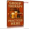 Metal Wall Art Vintage Practice Healing Here Sign with Beer and Wine, Iron 2D Picture for Bar