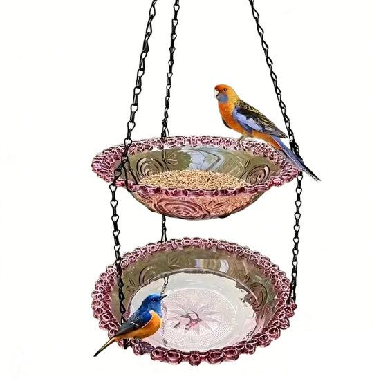 Hanging Bird Bath And Feeder Outdoor Bird Bath Feeder Bowl Bird Bath Bowl Attracts Wild Birds for Garden Yard Decor