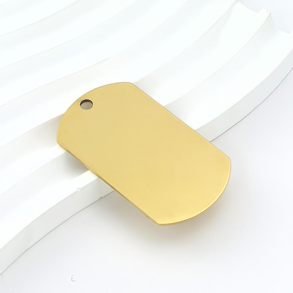 Brushed Stainless Steel Oval Dog Tag: Blank Military Necklace ID Tag for Laser Engraving