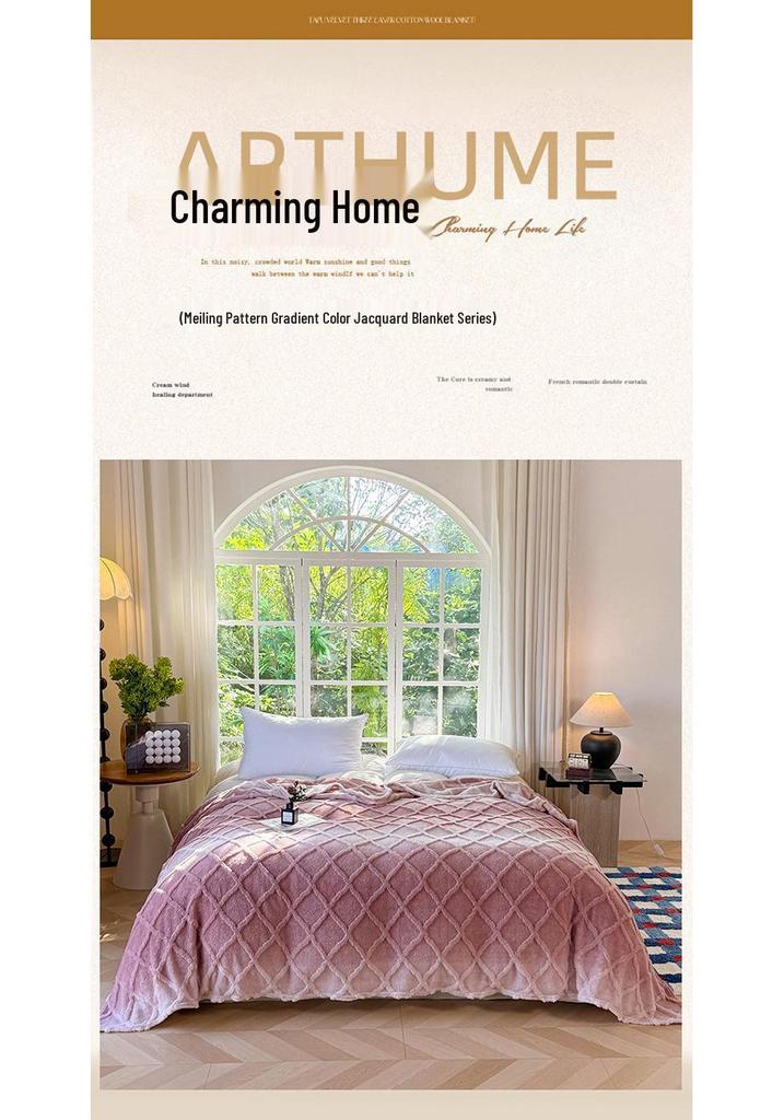 Gradient Plaid Velvet Taffeta Blanket for Bedroom, Living Room, Office, or Nap.