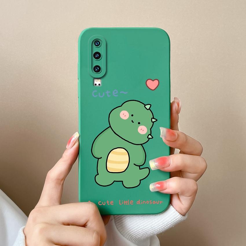 Covers Cases For Huawei P40 P30 P60 Y6 Y7 Y9 Y9A Y5 Cute Dinosaur Baby Silicone Soft Casing Screen Protector Anti Fall Shell For Huawei Bumper Housing