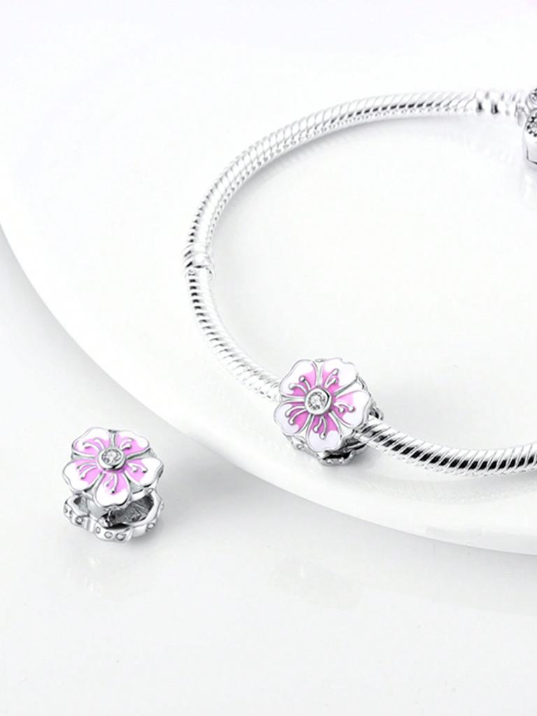 Charms Plata Colorful Flowers Beads Charm Copper Plated Fit Charms Copperoriginal Bracelet For Jewelry Making Diy Charm